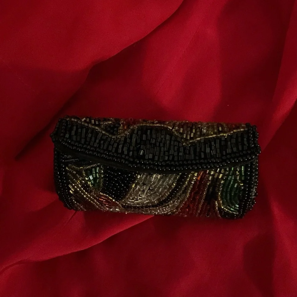 Vintage Beaded Lipstick case with Mirror
